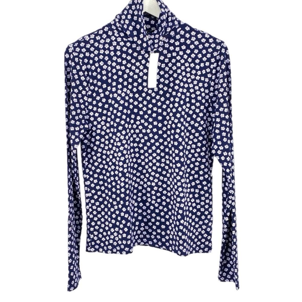 J Crew Floral Top L New Jersey Turtleneck